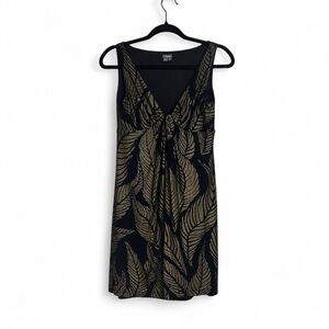 Muse Black Sleeveless Dress with Champagne Gold Leaf Design